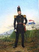 unknow artist, Oil painting with an officer of the KNIL, the Royal Dutch East Indies Army.